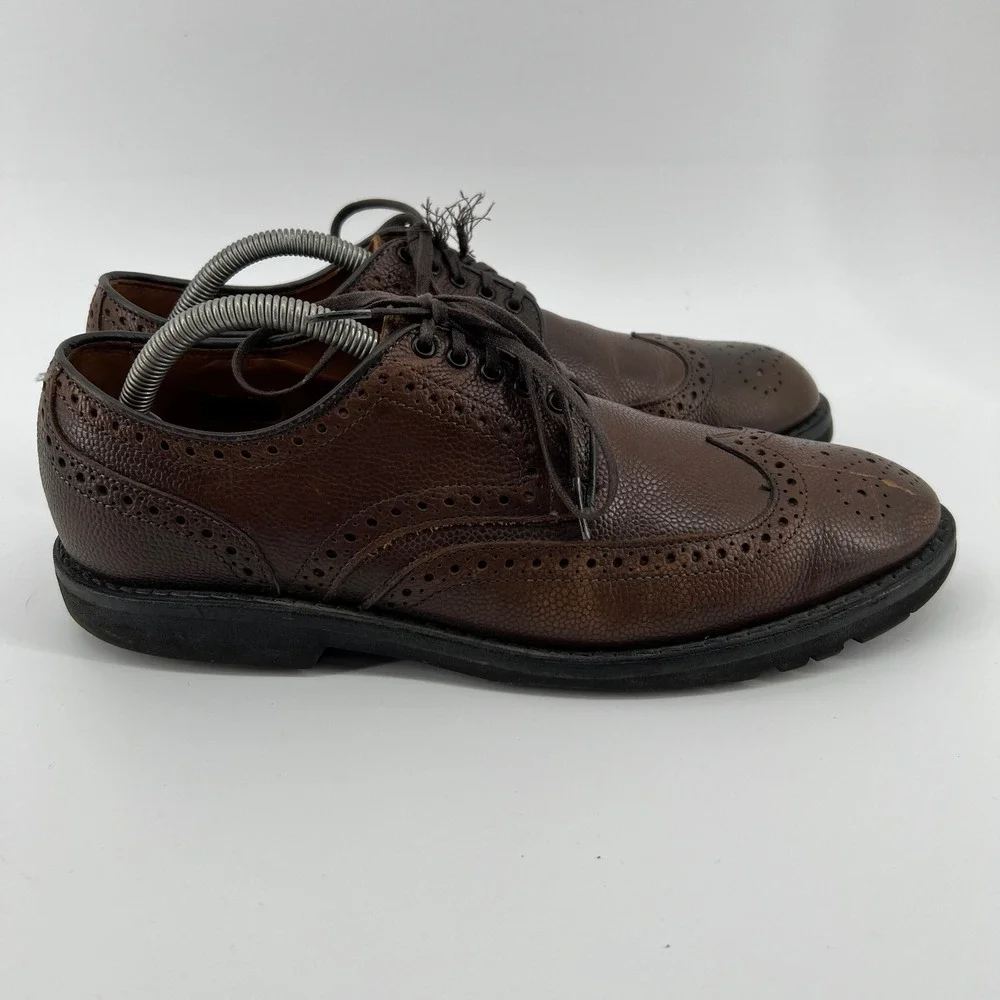 Allen Edmonds Tate Mens‎ 9.5 B Brown Wingtip Brogue Leather Oxford Dress Shoes